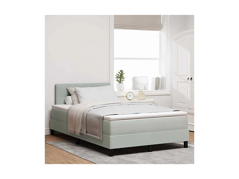 Cama con Somier y Colchón Gris Claro 120 x 190 cm tela