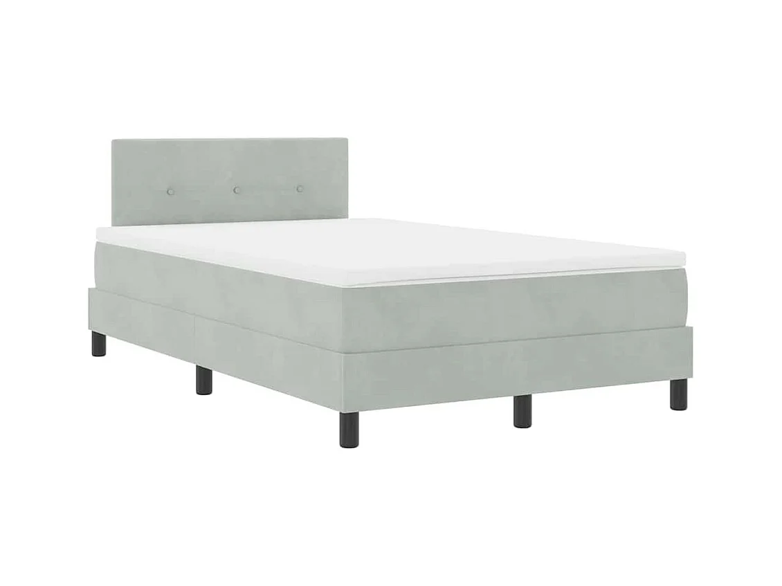 Lit à ressorts avec matelas Gris clair 120 x 190 cm tissu