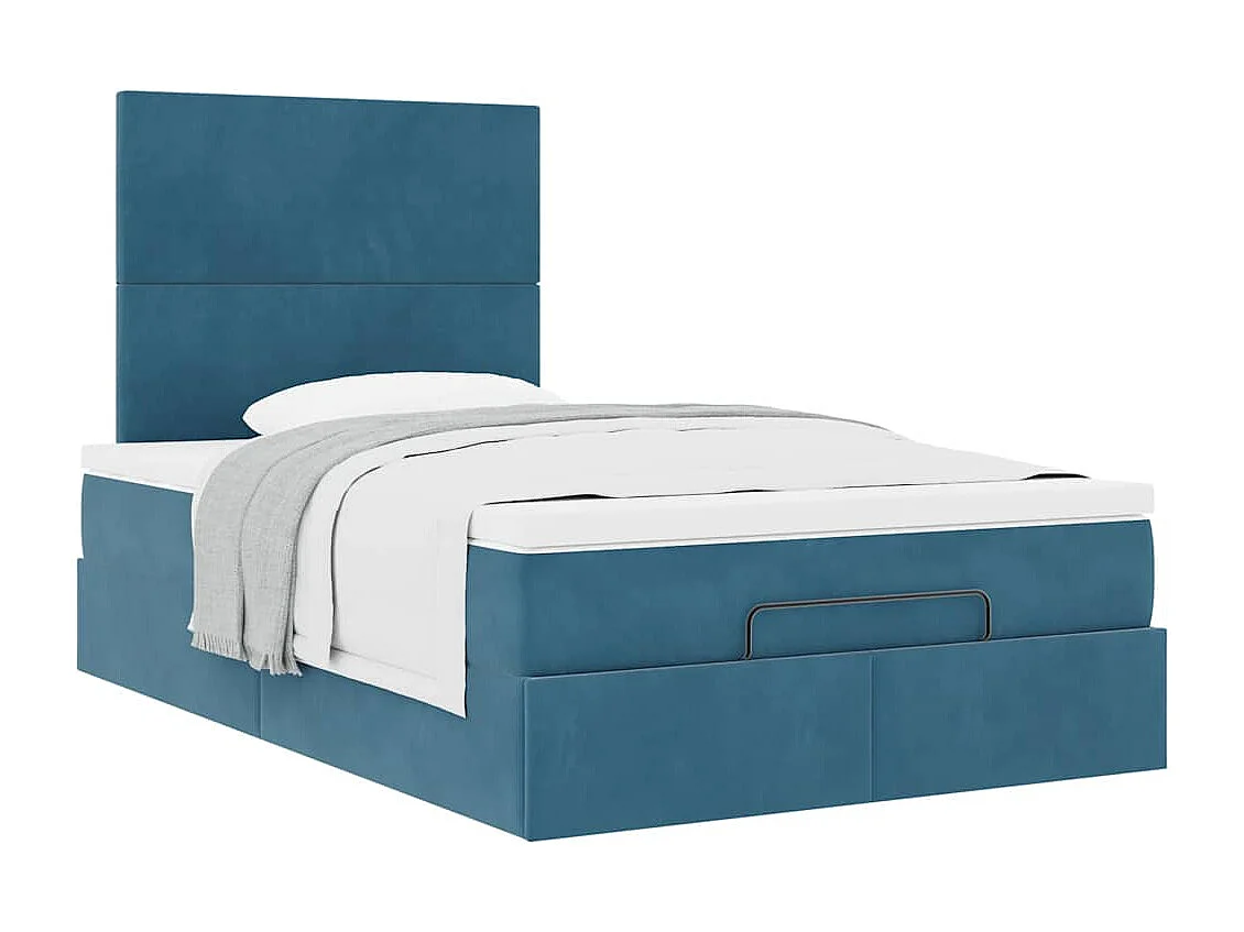 Estrutura cama otomana colchões 120x200cm veludo azul escuro