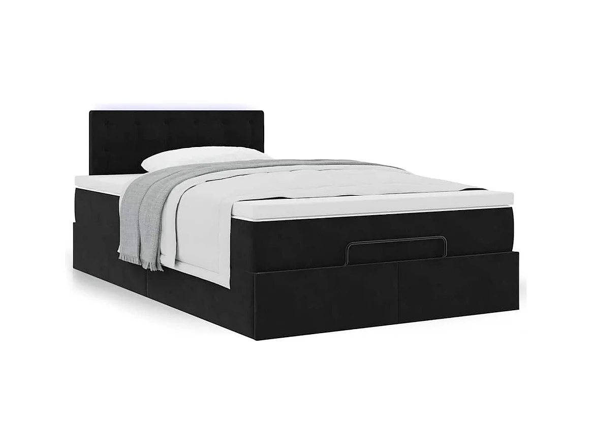 Cadre de lit ottoman avec matelas noir 120x200 cm velours