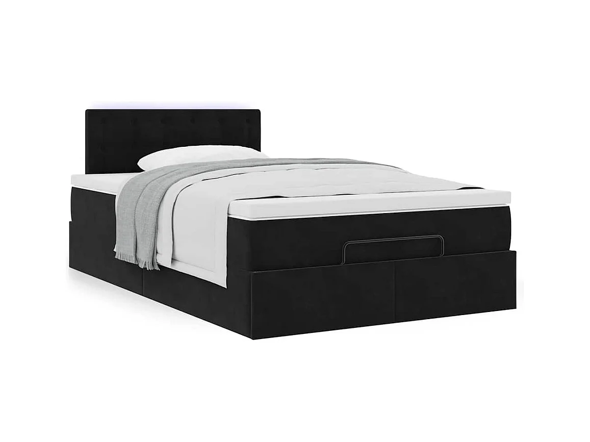 Cadre de lit ottoman avec matelas noir 120x200 cm velours
