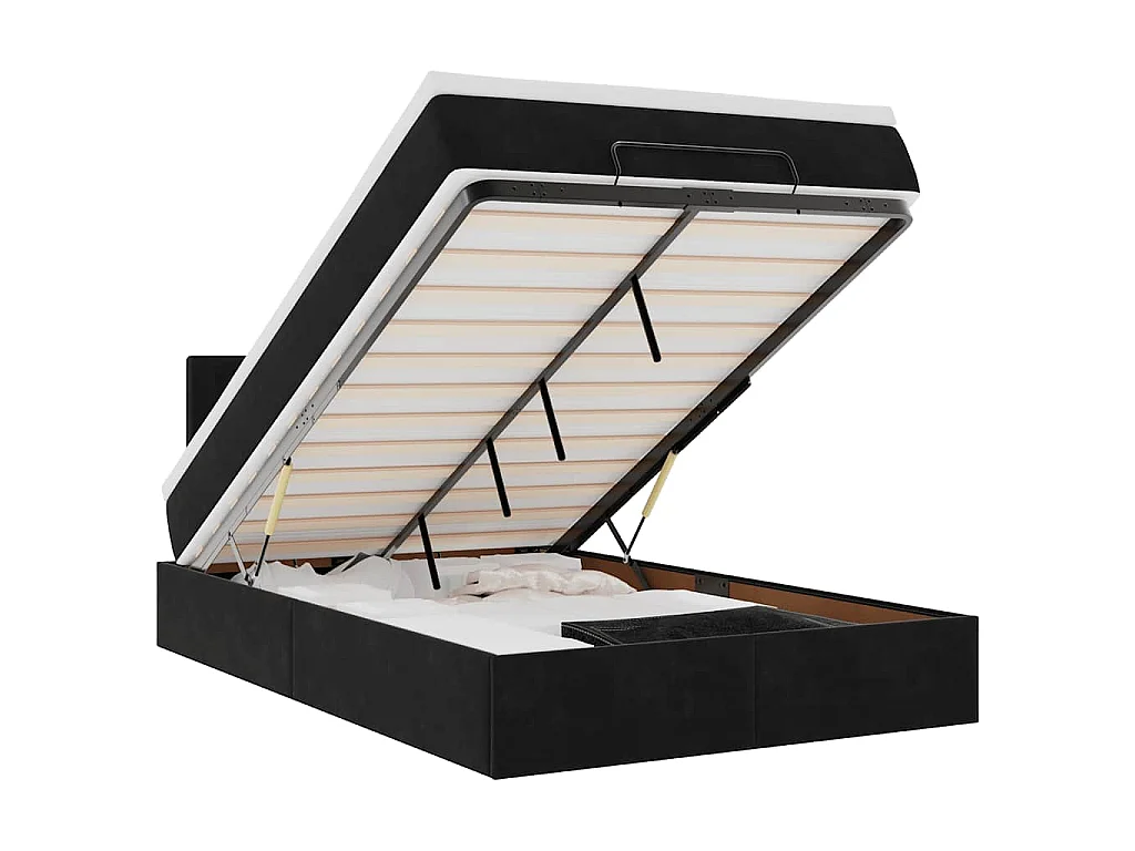 Ottoman-Bett mit Matratze Schwarz 120x200 cm Samt