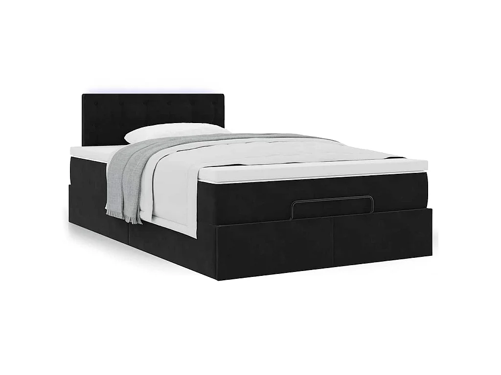 Ottoman-Bett mit Matratze Schwarz 120x200 cm Samt