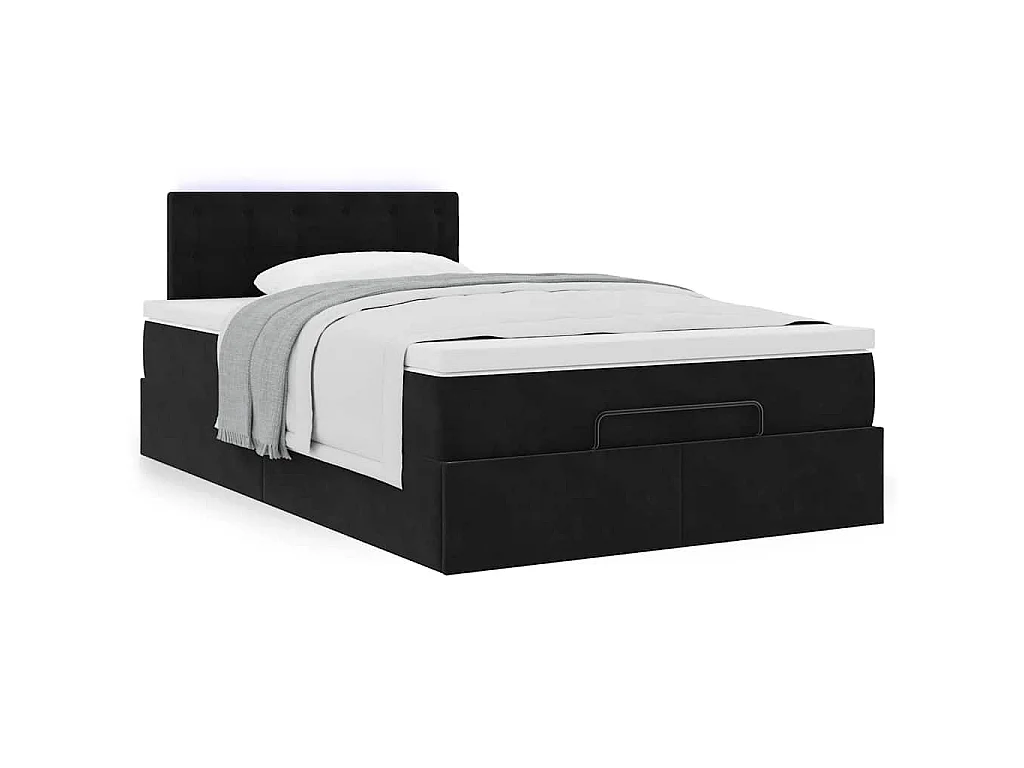 Ottoman-Bett mit Matratze Schwarz 120x200 cm Samt