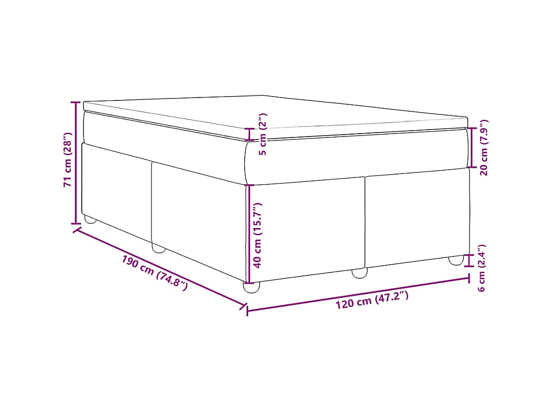 Cama boxspring com colchão 120x190 cm tecido castanho-escuro