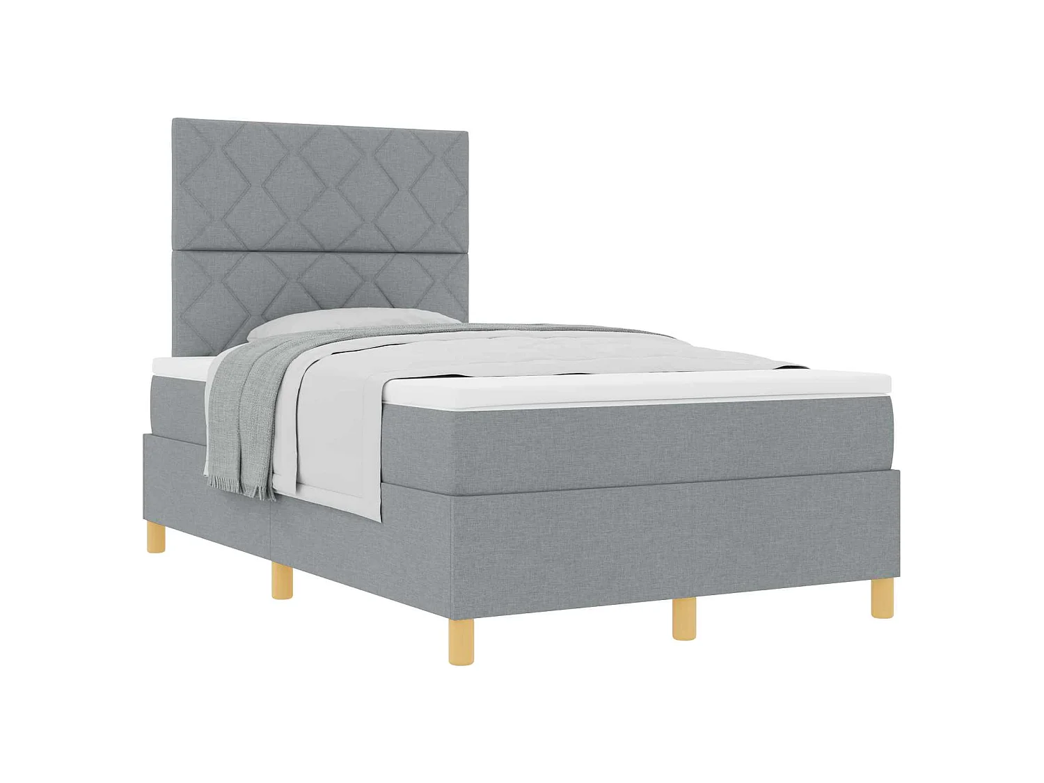 Boxspringbed met hoofdeinde Lichtgrijs 120 x 190 cm Stof