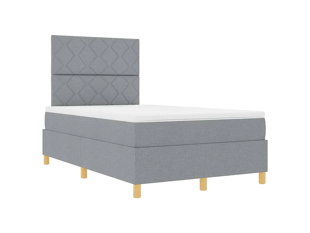 Boxspringbed met hoofdeinde Lichtgrijs 120 x 190 cm Stof
