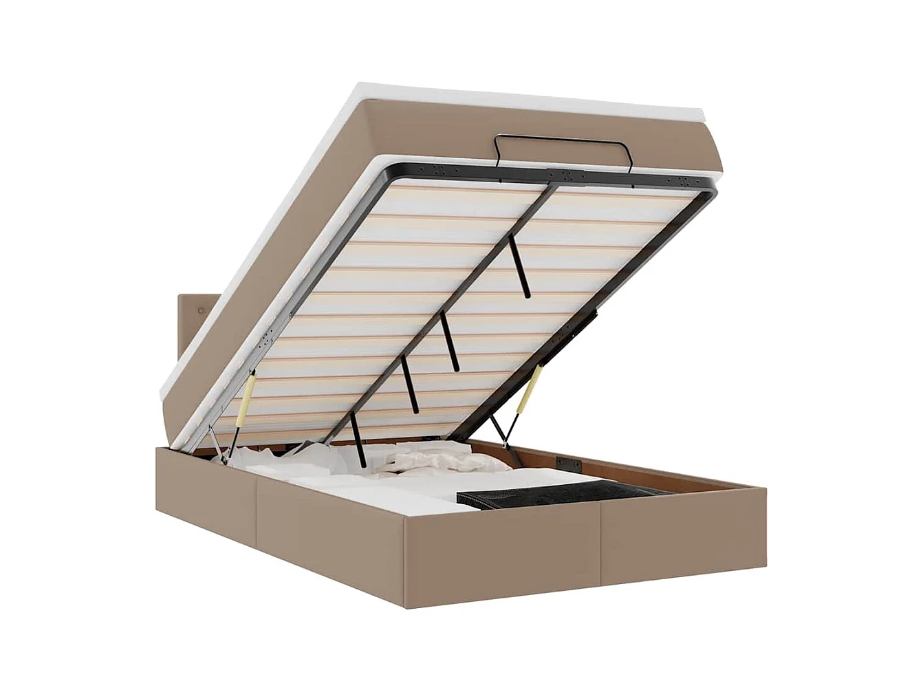Ottoman-Bett mit Matratze Cappuccino-Braun 120x200cm Kunstleder