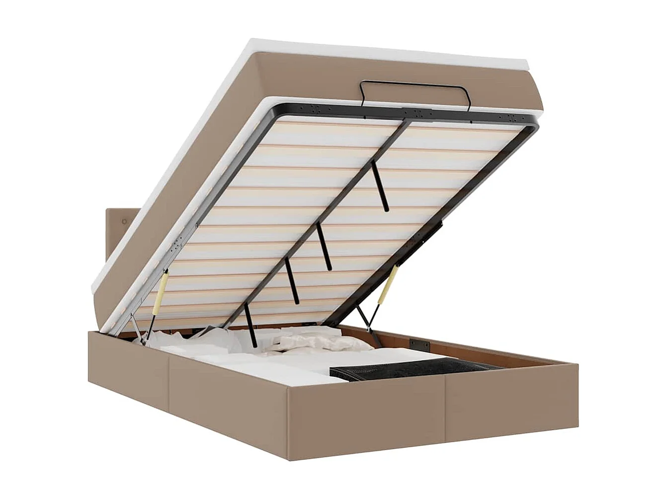 Ottoman bed met matras 120x200cm kunstleer cappuccinokleurig