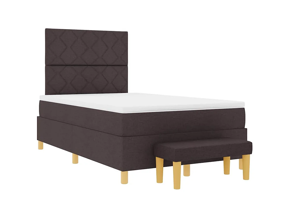 Lit à ressorts avec matelas Marron foncé 120 x 190 cm tissu
