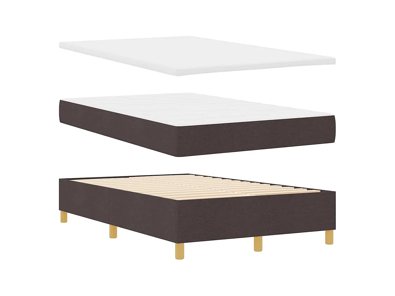 Lit à ressorts avec matelas Marron foncé 120 x 190 cm tissu