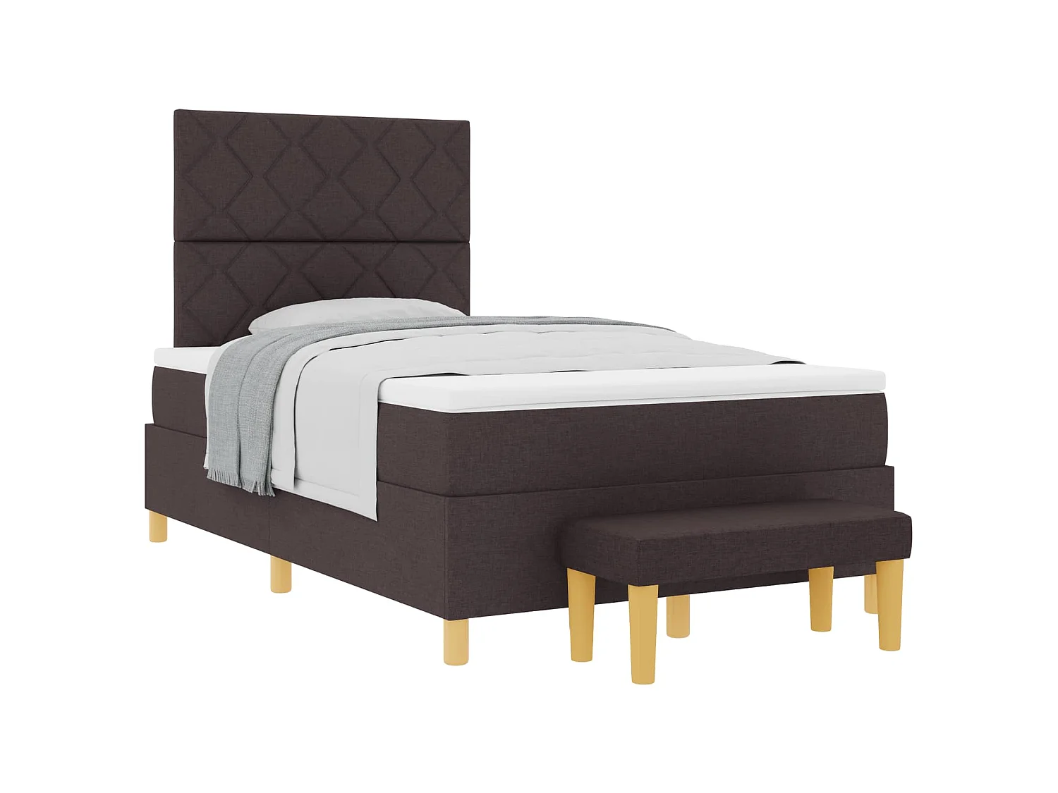 Boxspring bed met hoofdeinde Donkerbruin 190 x 120 cm Stof