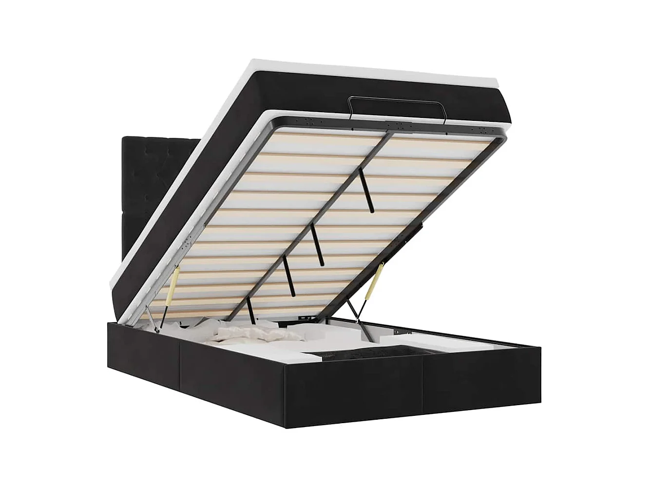 Struttura Letto Pouf con Materassi Nero 120x200 cm Velluto