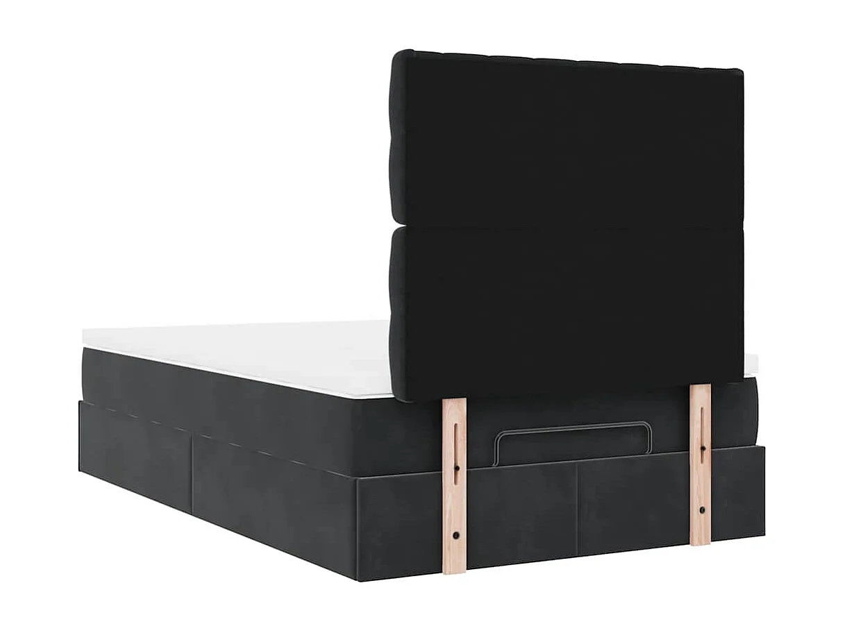 Struttura Letto Pouf con Materassi Nero 120x200 cm Velluto