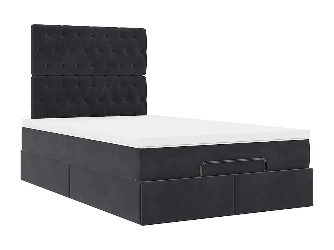 Ottoman-Bett mit Matratzen & LEDs Schwarz 120x200 cm Samt
