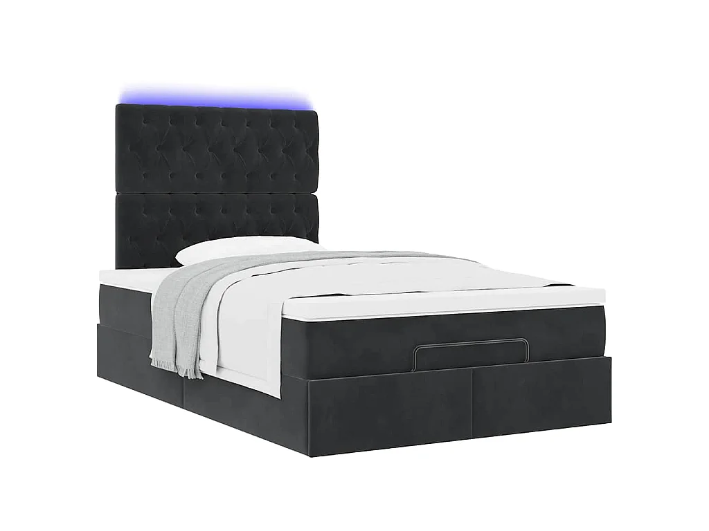 Struttura Letto Pouf con Materassi Nero 120x200 cm Velluto