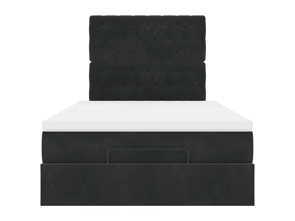 Struttura Letto Pouf con Materassi Nero 120x200 cm Velluto