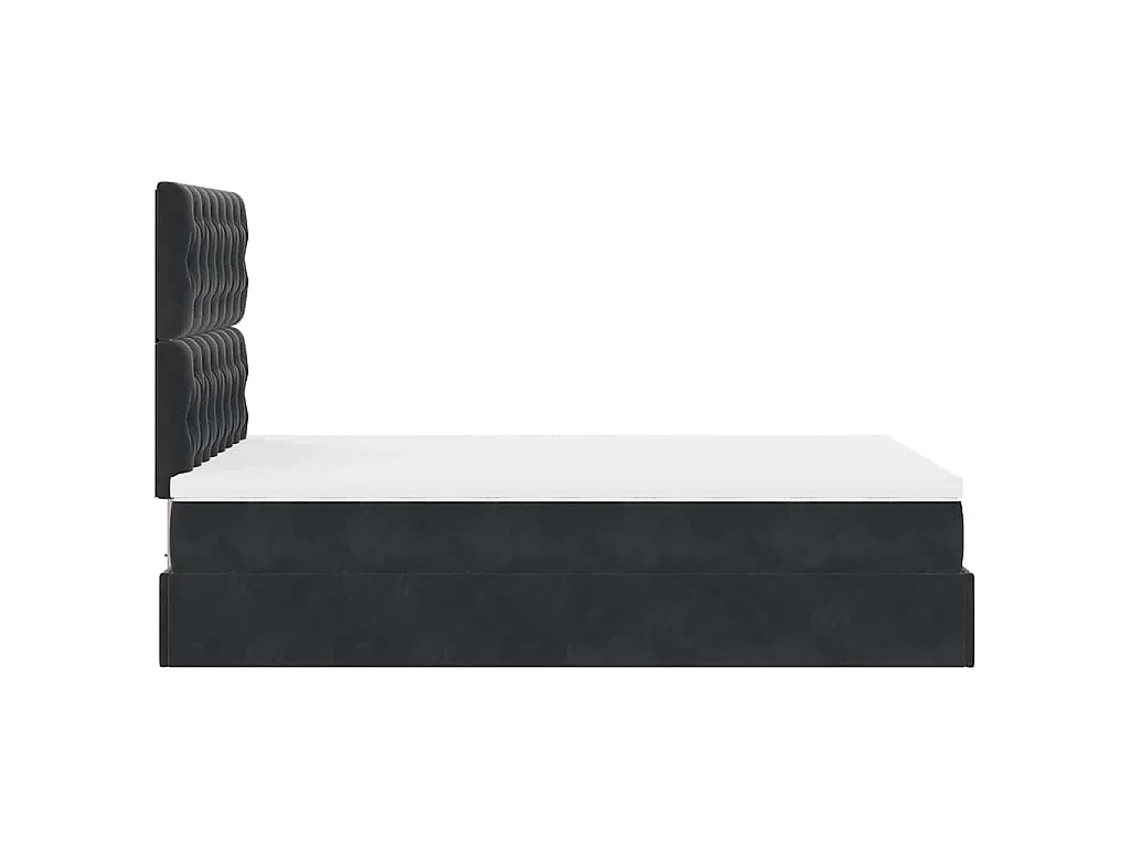 Struttura Letto Pouf con Materassi Nero 120x200 cm Velluto