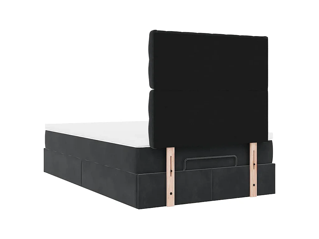 Struttura Letto Pouf con Materassi Nero 120x200 cm Velluto