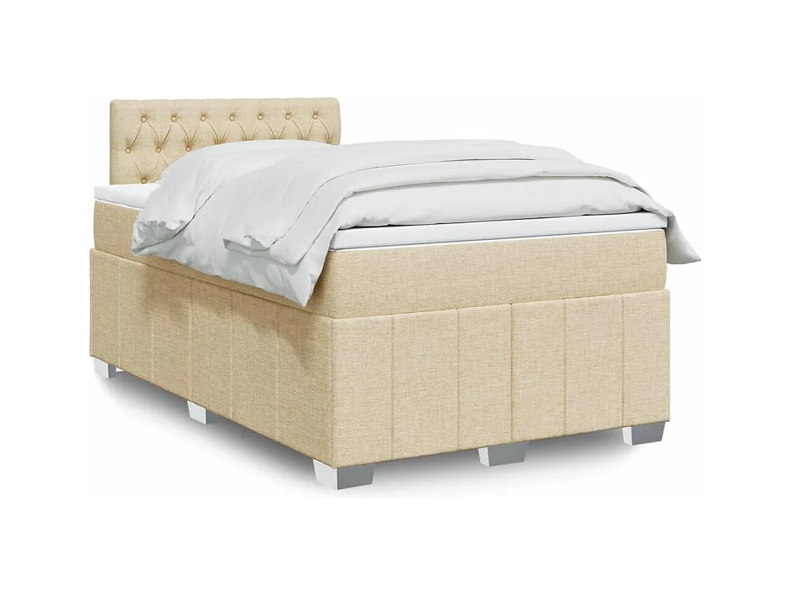 Sommier à lattes de lit avec matelas crème 120x190 cm tissu