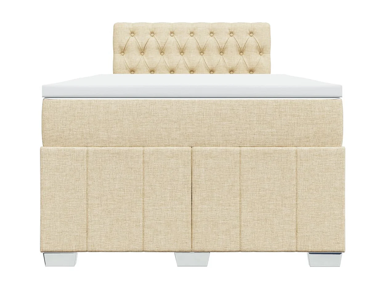 Sommier à lattes de lit avec matelas crème 120x190 cm tissu