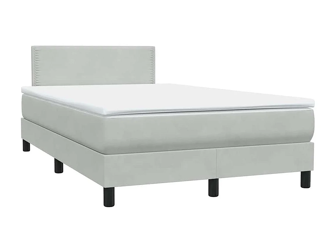 Boxspring met matras en LED fluweel lichtgrijs 120x210 cm