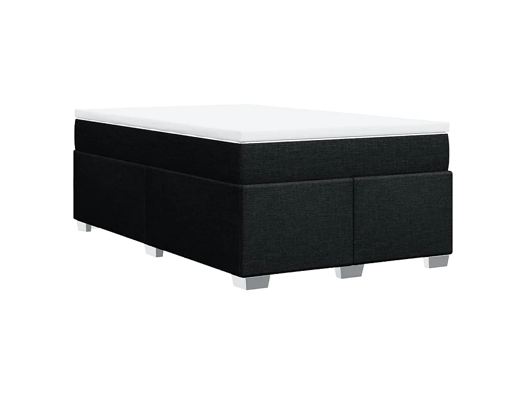 Cama box spring con colchón tela negro 120x200 cm