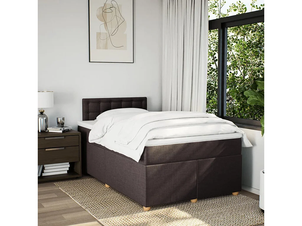 Boxspringbett mit Matratze Dunkelbraun 120x200 cm Stoff