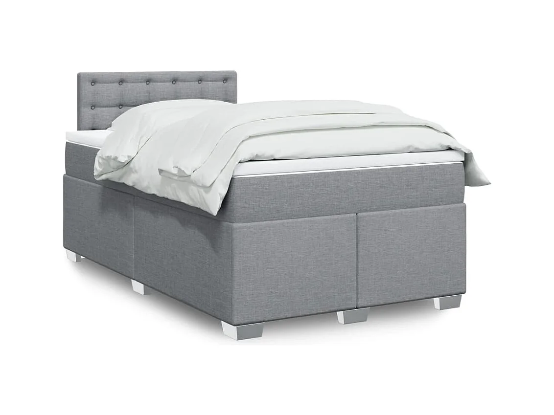 Boxspringbett mit Matratze Hellgrau 120x200 cm Stoff