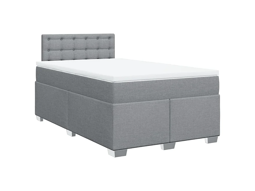 Cama box spring con colchón tela gris claro 120x200 cm