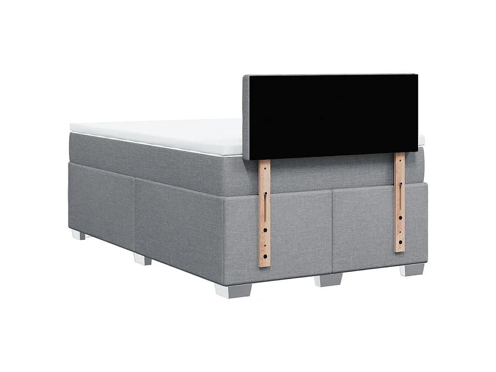 Cama box spring con colchón tela gris claro 120x200 cm