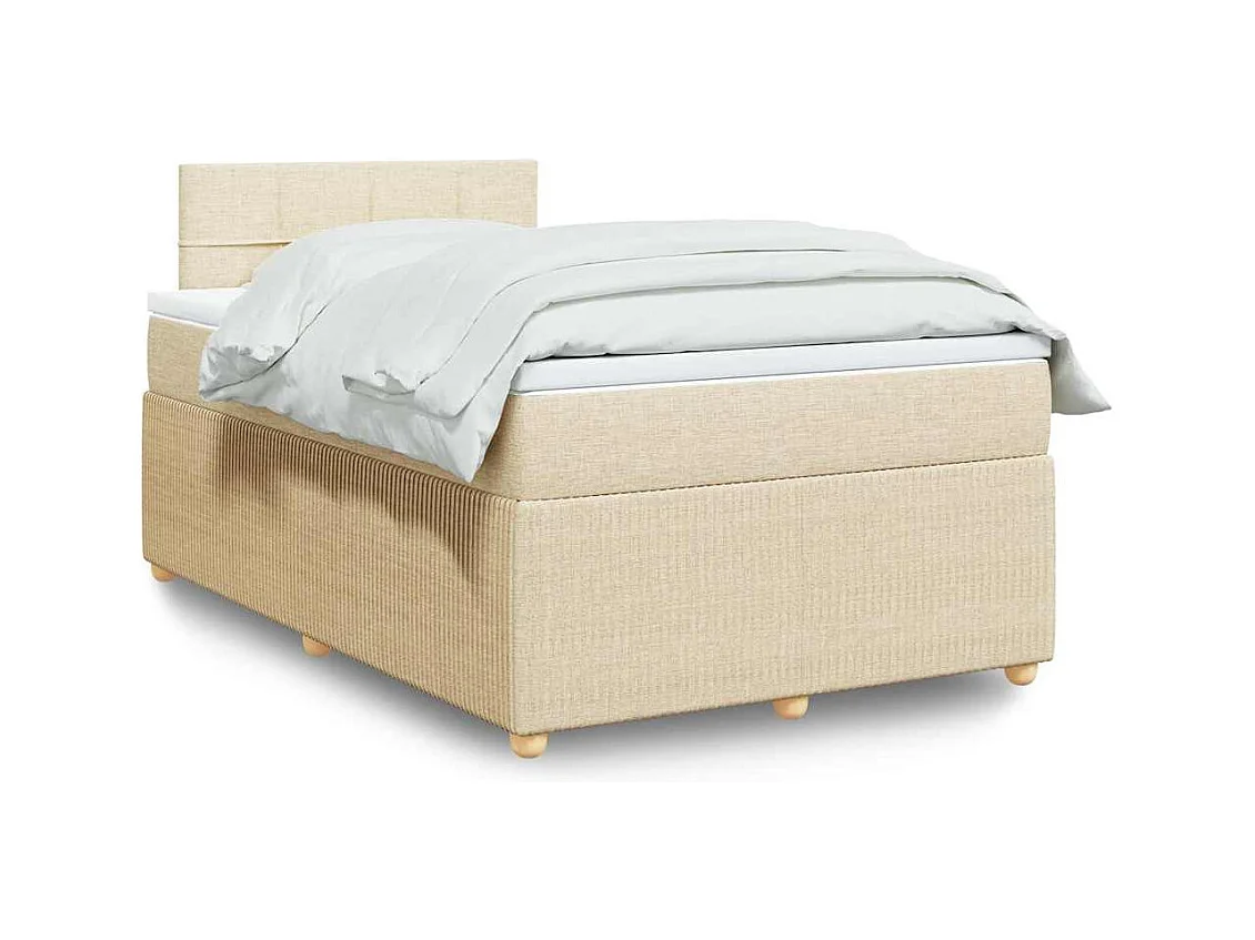 Sommier à lattes de lit avec matelas Crème 120x200 cm Tissu