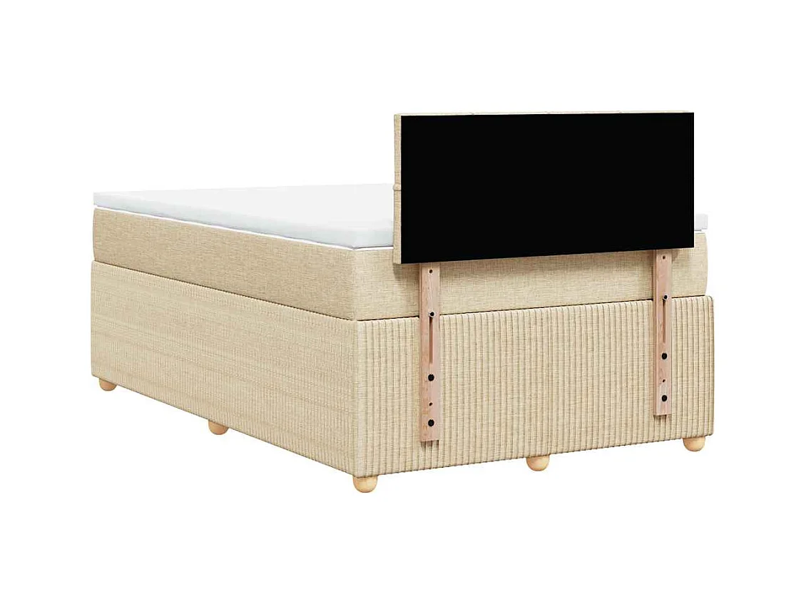 Sommier à lattes de lit avec matelas Crème 120x200 cm Tissu