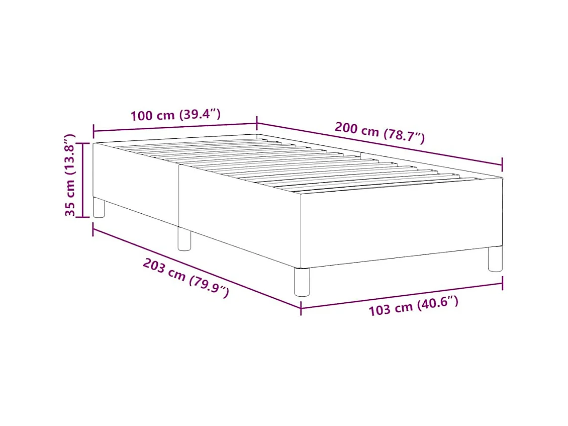 Estrutura da Cama Cinzento escuro 100 x 200 cm