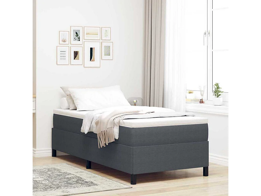 Boxspringbett Dunkelgrau 100 x 200 cm Cordstoff