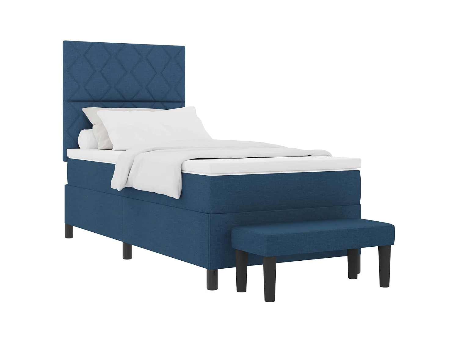 Letto a molle con testiera Blu 100 x 200 cm Tessuto