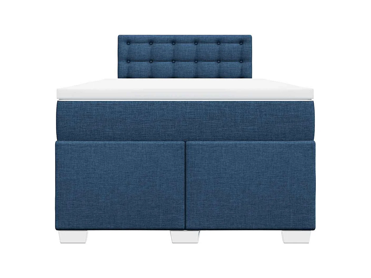 Cama box spring con colchón tela azul 120x190 cm