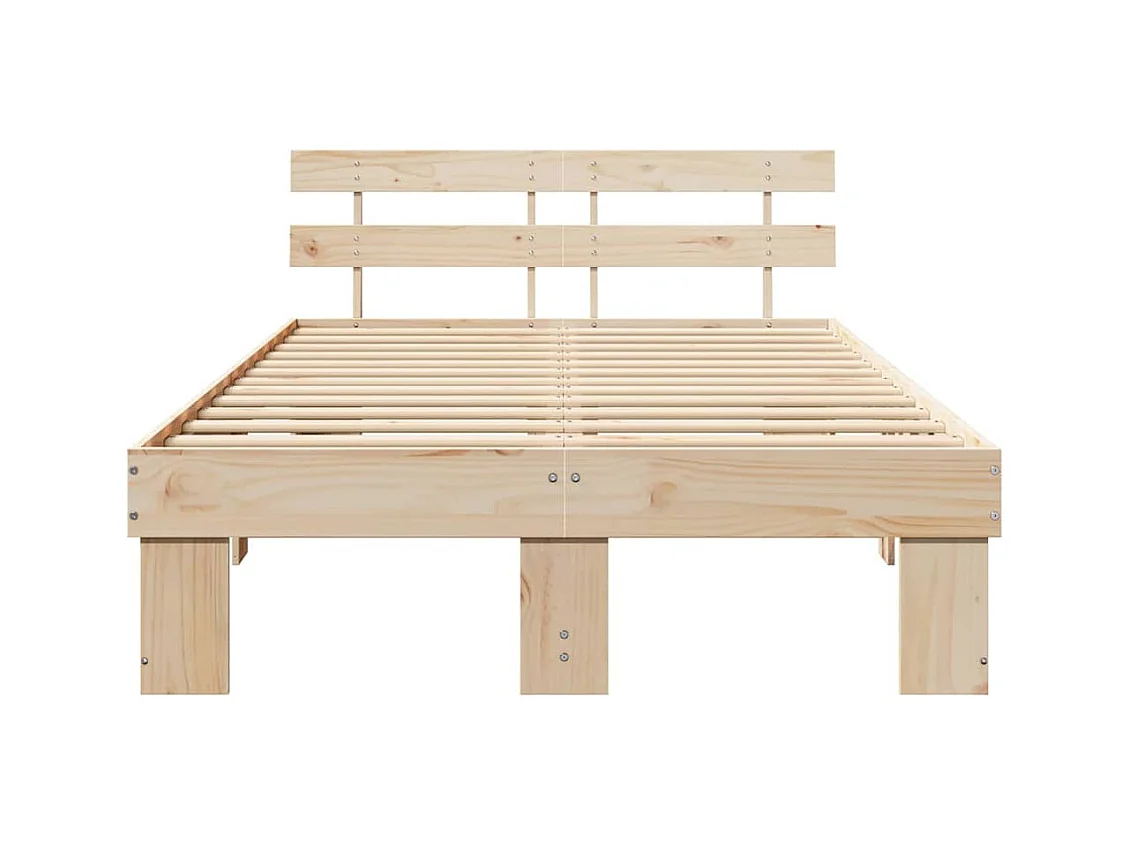 Cadre de lit avec tête de lit Naturel 120 x 190 cm Pin massif