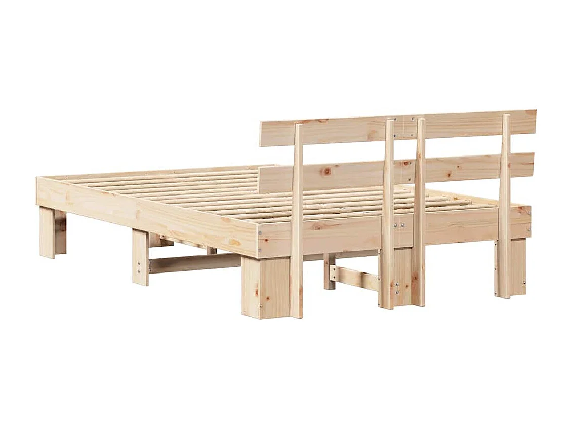 Cadre de lit avec tête de lit Naturel 120 x 190 cm Pin massif