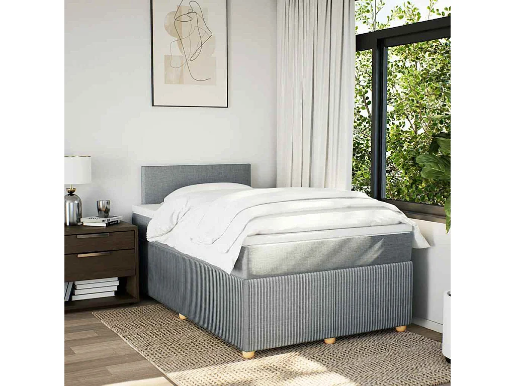 Boxspringbett mit Matratze Hellgrau 120x190 cm Stoff