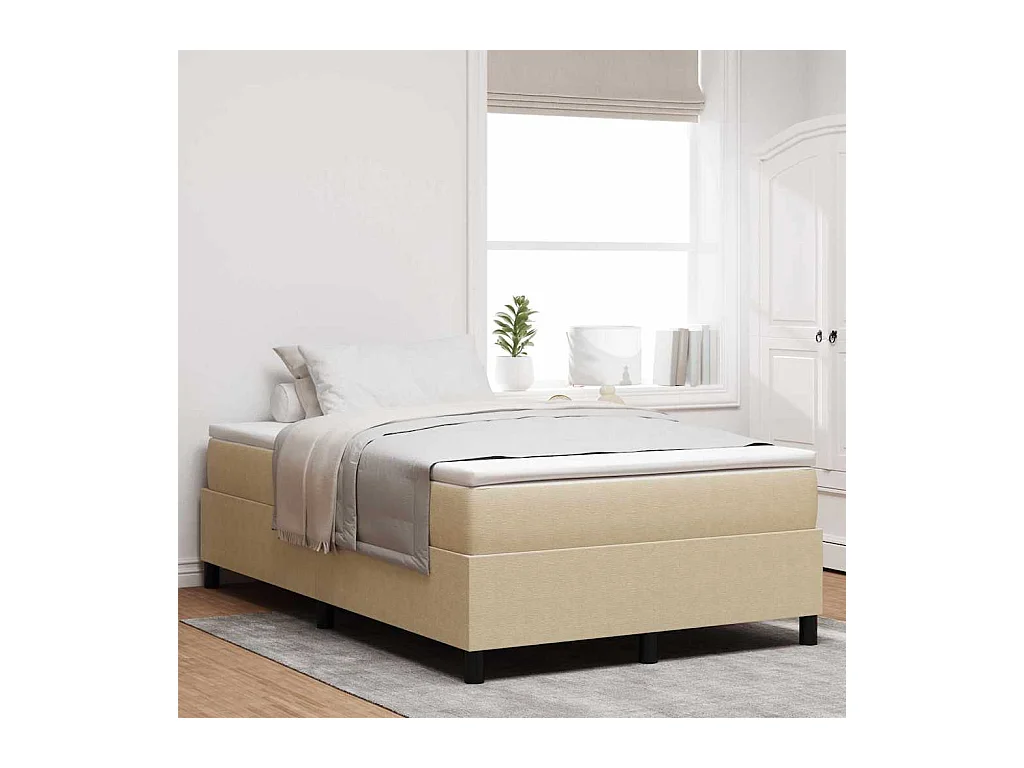 Boxspring bed Lichtgrijs en wit. 203 x 120 x 60 cm