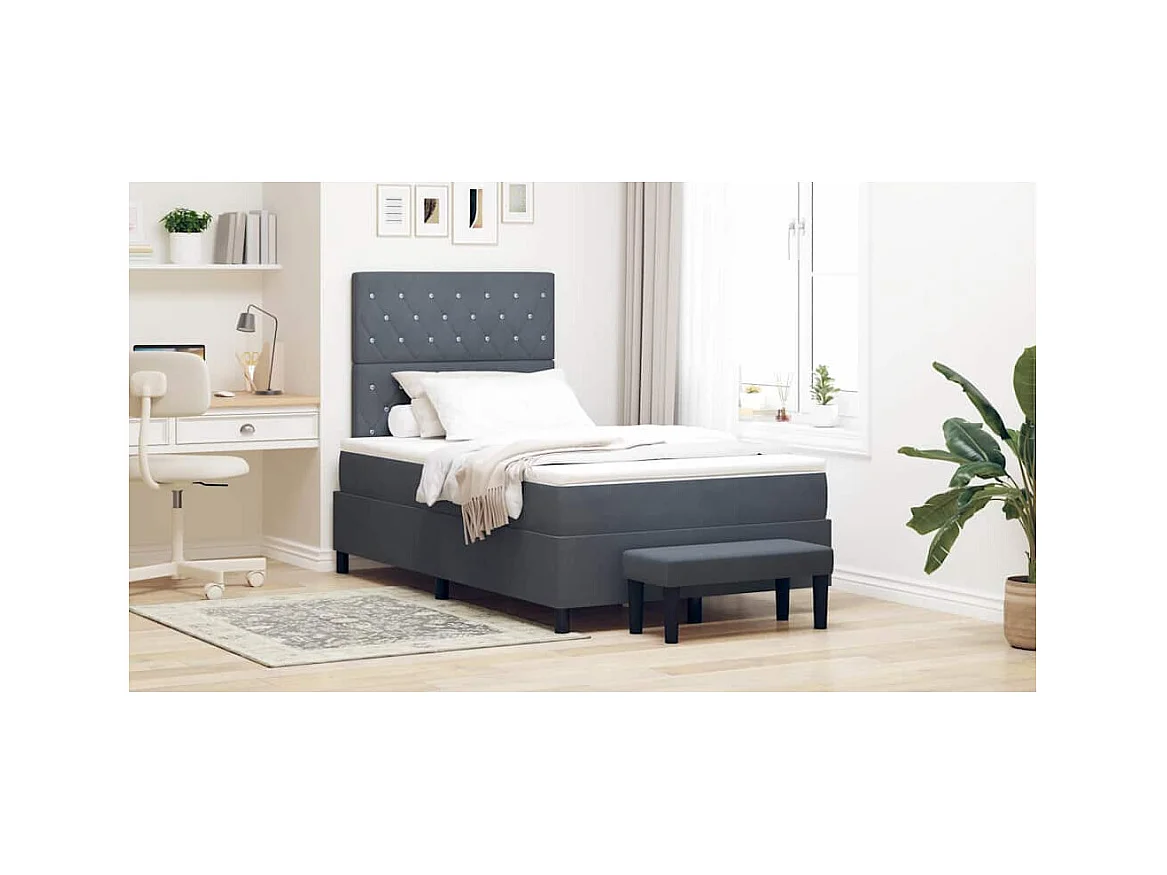 Lit à ressorts avec matelas Gris foncé 120 x 190 cm Velours