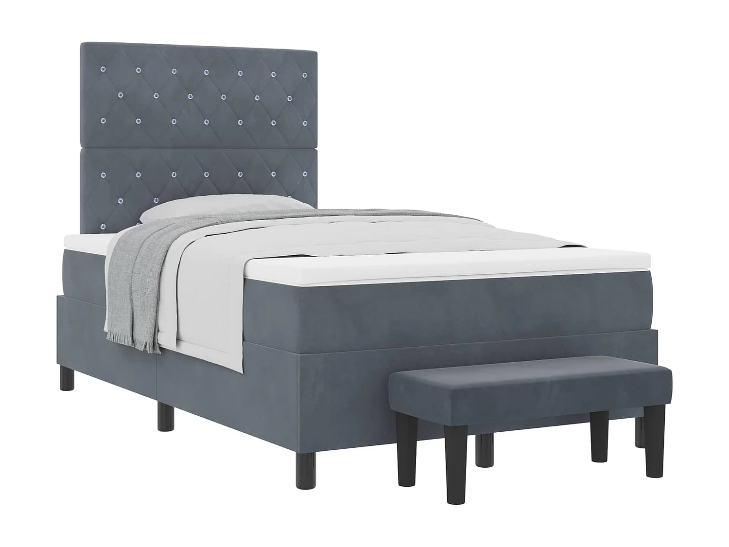 Boxspringbett mit Matratze Dunkelgrau 120 x 190 cm Samt