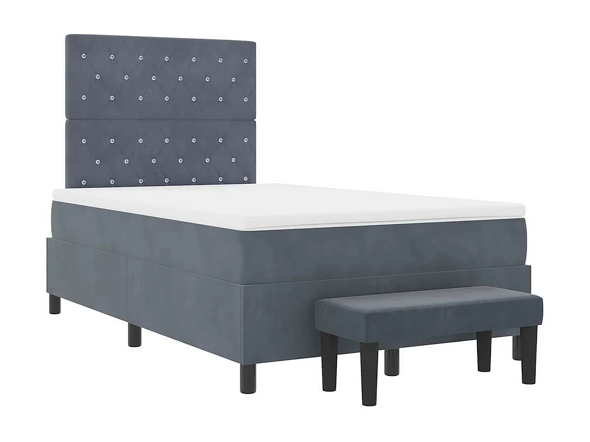 Boxspringbett mit Matratze Dunkelgrau 120 x 190 cm Samt