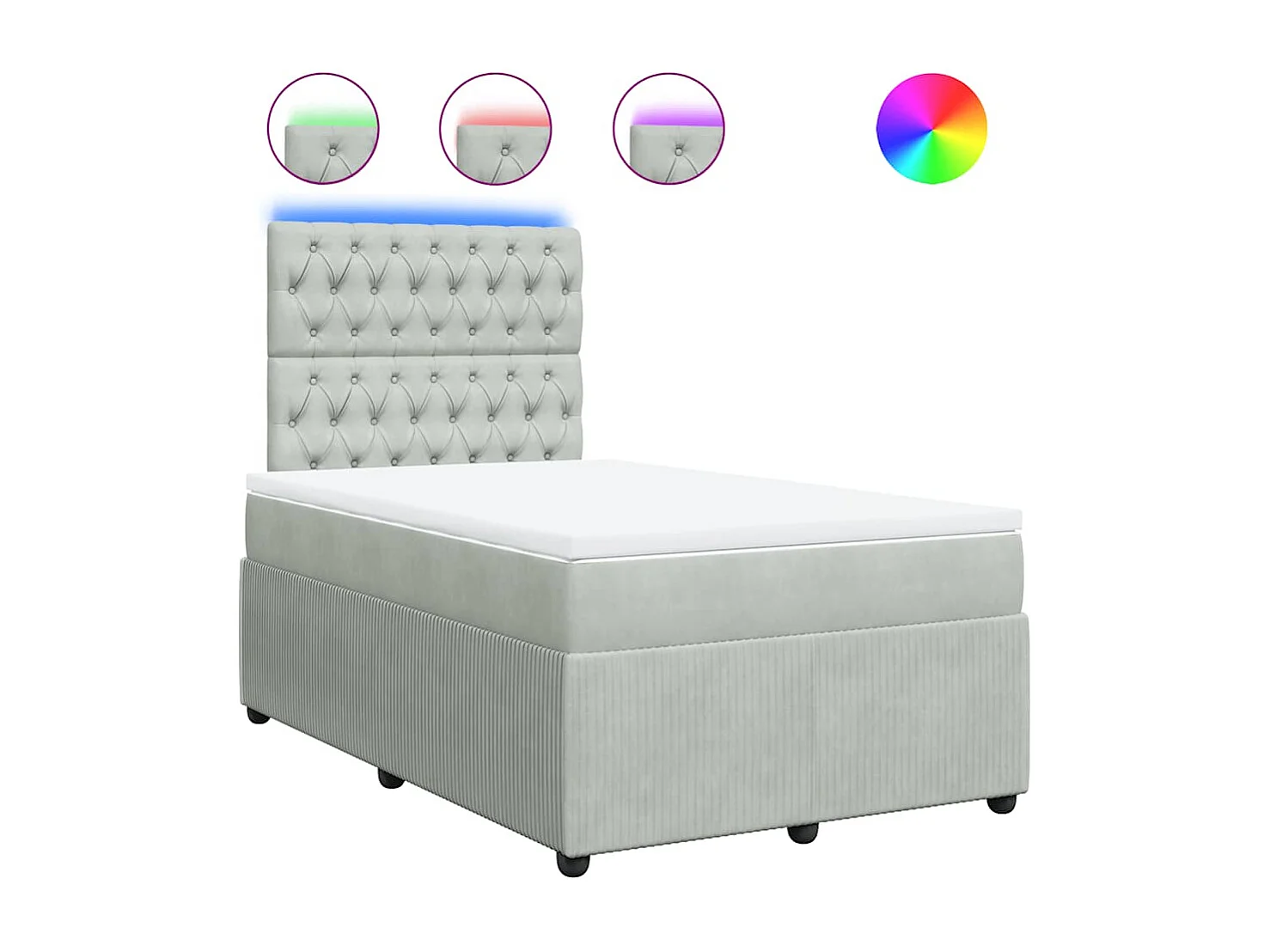 Boxspringbett mit Matratze Hellgrau 120x190 cm Samt