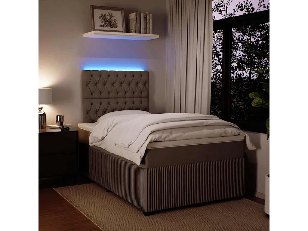 Boxspringbett mit Matratze Hellgrau 120x190 cm Samt