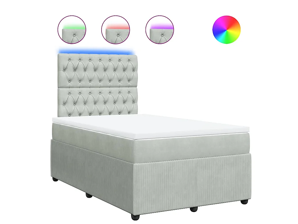 Boxspringbett mit Matratze Hellgrau 120x190 cm Samt