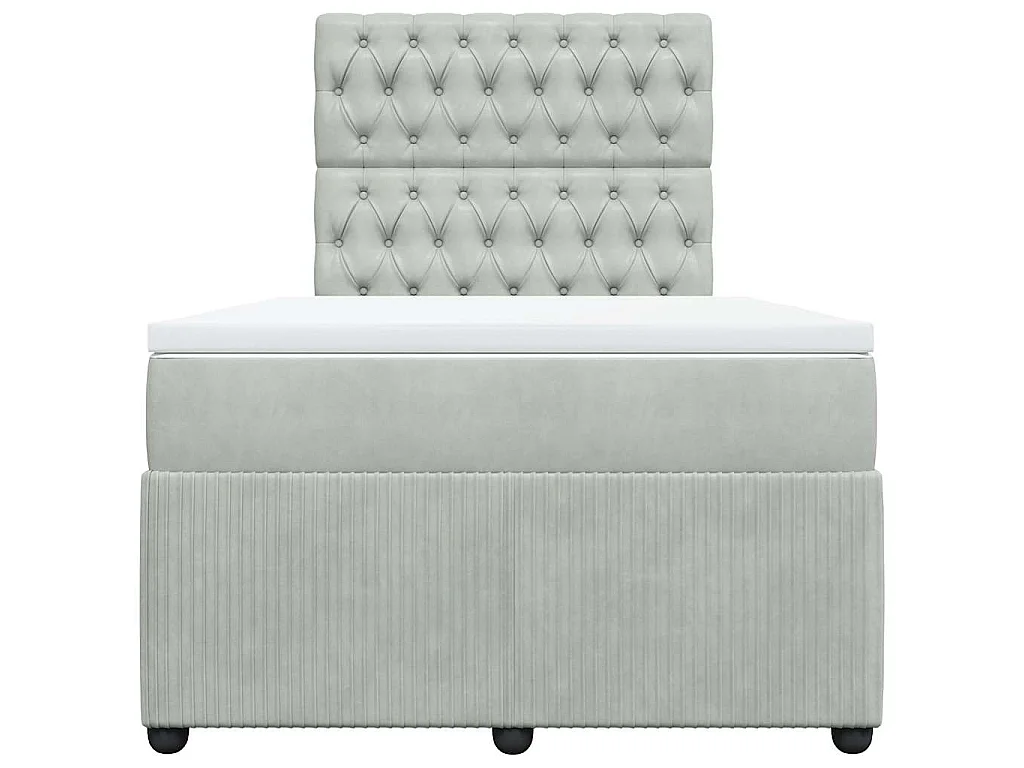 Boxspringbett mit Matratze Hellgrau 120x190 cm Samt