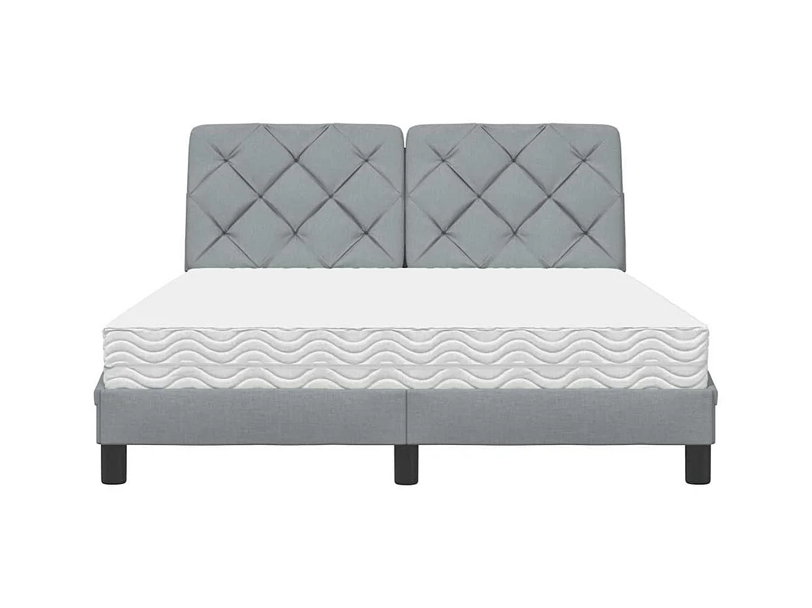 Lit avec matelas gris clair 120x200 cm tissu