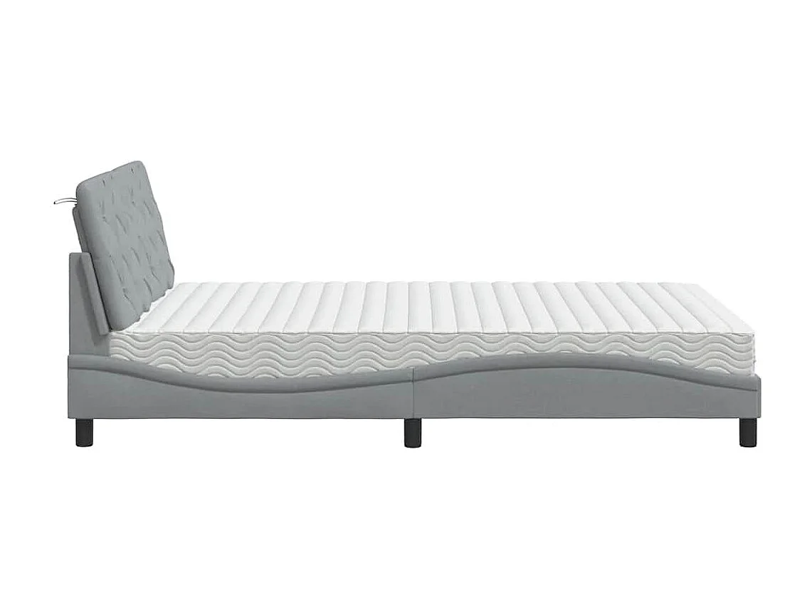 Lit avec matelas gris clair 120x200 cm tissu